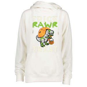 Halloween Trick Rawr Treat Dino Trex Costume Cool Gift Womens Funnel Neck Pullover Hood