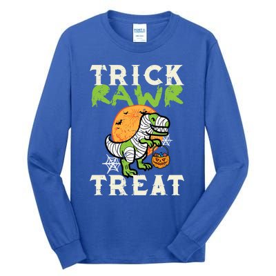 Halloween Trick Rawr Treat Dino Trex Costume Cool Gift Tall Long Sleeve T-Shirt