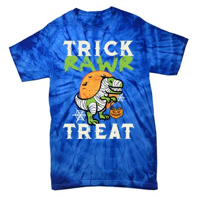 Halloween Trick Rawr Treat Dino Trex Costume Cool Gift Tie-Dye T-Shirt