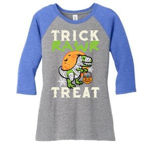 Halloween Trick Rawr Treat Dino Trex Costume Cool Gift Women's Tri-Blend 3/4-Sleeve Raglan Shirt