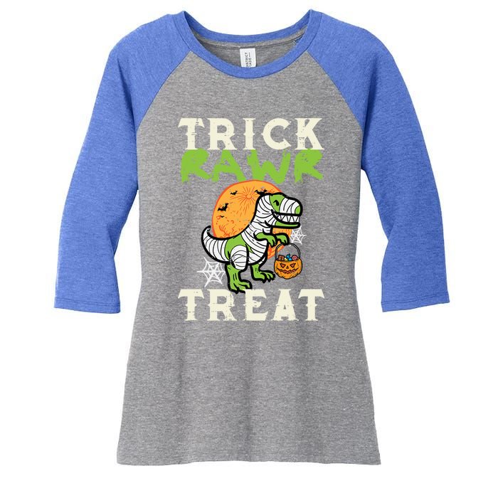 Halloween Trick Rawr Treat Dino Trex Costume Cool Gift Women's Tri-Blend 3/4-Sleeve Raglan Shirt