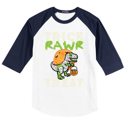 Halloween Trick Rawr Treat Dino Trex Costume Cool Gift Baseball Sleeve Shirt