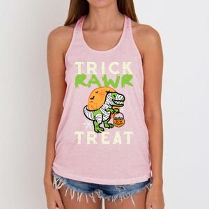 Halloween Trick Rawr Treat Dino Trex Costume Cool Gift Women's Knotted Racerback Tank