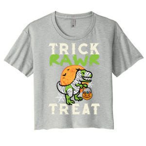 Halloween Trick Rawr Treat Dino Trex Costume Cool Gift Women's Crop Top Tee