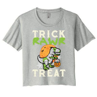 Halloween Trick Rawr Treat Dino Trex Costume Cool Gift Women's Crop Top Tee