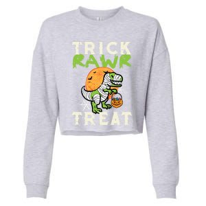 Halloween Trick Rawr Treat Dino Trex Costume Cool Gift Cropped Pullover Crew