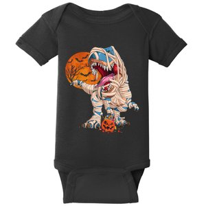 Halloween T Rex For Boy Dinosaur T Rex Mummy Pumpkin Baby Bodysuit