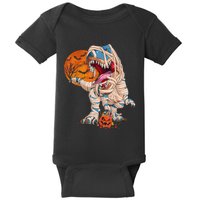 Halloween T Rex For Boy Dinosaur T Rex Mummy Pumpkin Baby Bodysuit