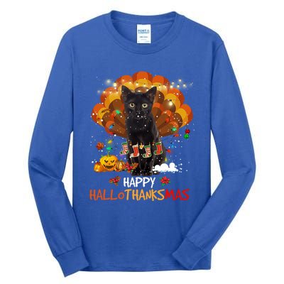 Happy Thanksgiving Ragdoll Black Cat Happy Hallothanksmas Gift Tall Long Sleeve T-Shirt