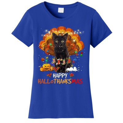 Happy Thanksgiving Ragdoll Black Cat Happy Hallothanksmas Gift Women's T-Shirt