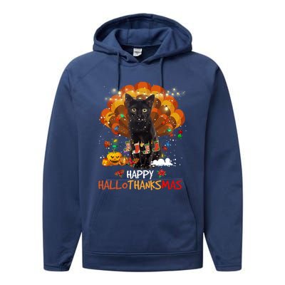 Happy Thanksgiving Ragdoll Black Cat Happy Hallothanksmas Gift Performance Fleece Hoodie