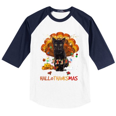 Happy Thanksgiving Ragdoll Black Cat Happy Hallothanksmas Gift Baseball Sleeve Shirt