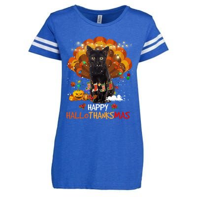 Happy Thanksgiving Ragdoll Black Cat Happy Hallothanksmas Gift Enza Ladies Jersey Football T-Shirt