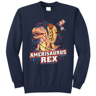 Hotdog T Rex Dinosaur 4th Of July Amerisaurus Funny Gifts Tall Sweatshirt