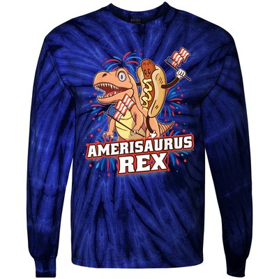 Hotdog T Rex Dinosaur 4th Of July Amerisaurus Funny Gifts Tie-Dye Long Sleeve Shirt