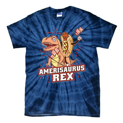 Hotdog T Rex Dinosaur 4th Of July Amerisaurus Funny Gifts Tie-Dye T-Shirt