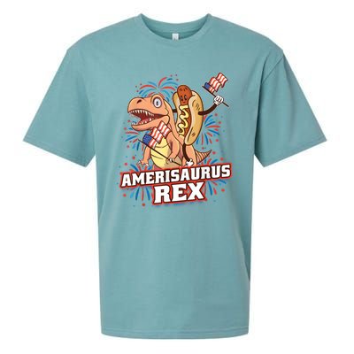 Hotdog T Rex Dinosaur 4th Of July Amerisaurus Funny Gifts Sueded Cloud Jersey T-Shirt