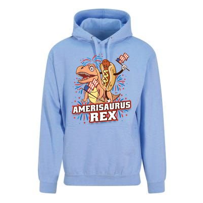 Hotdog T Rex Dinosaur 4th Of July Amerisaurus Funny Gifts Unisex Surf Hoodie