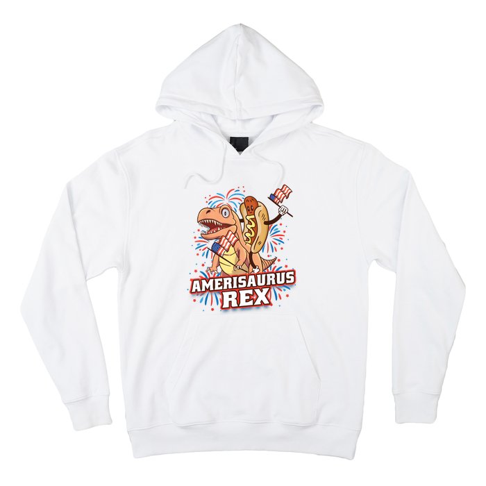 Hotdog T Rex Dinosaur 4th Of July Amerisaurus Funny Gifts Hoodie