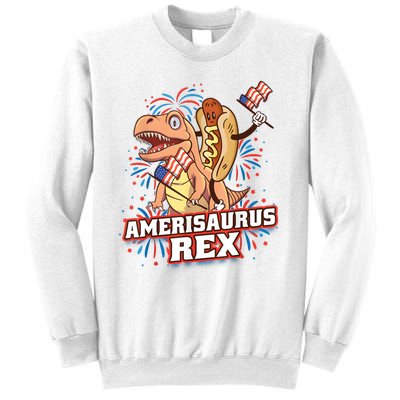 Hotdog T Rex Dinosaur 4th Of July Amerisaurus Funny Gifts Sweatshirt