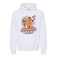 Hotdog T Rex Dinosaur 4th Of July Amerisaurus Funny Gifts Premium Hoodie