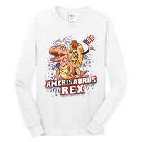 Hotdog T Rex Dinosaur 4th Of July Amerisaurus Funny Gifts Tall Long Sleeve T-Shirt