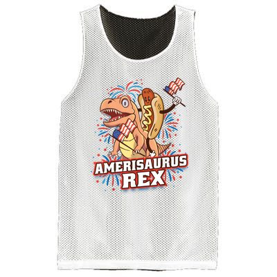 Hotdog T Rex Dinosaur 4th Of July Amerisaurus Funny Gifts Mesh Reversible Basketball Jersey Tank