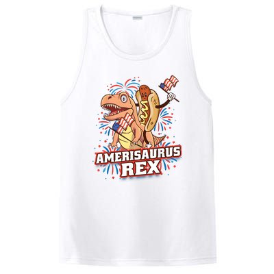 Hotdog T Rex Dinosaur 4th Of July Amerisaurus Funny Gifts PosiCharge Competitor Tank