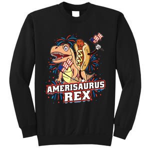 Hotdog T Rex Dinosaur 4th of July Amerisaurus Funny Gifts Sweatshirt