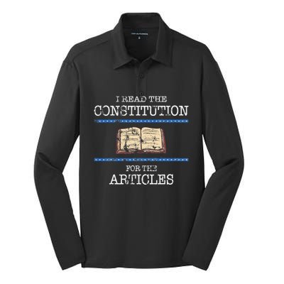 History Teachers Read The Constitution Distressed Silk Touch Performance Long Sleeve Polo