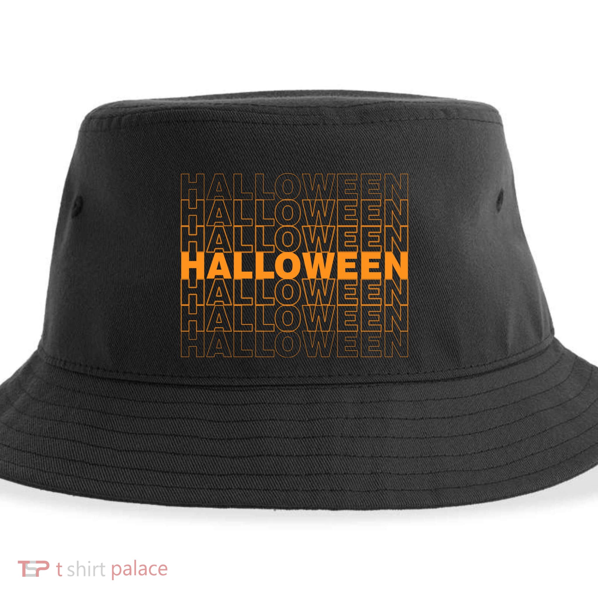Halloween Text Repeated Sustainable Bucket Hat