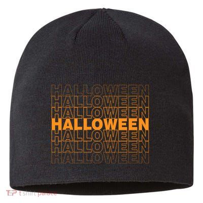 Halloween Text Repeated Sustainable Beanie