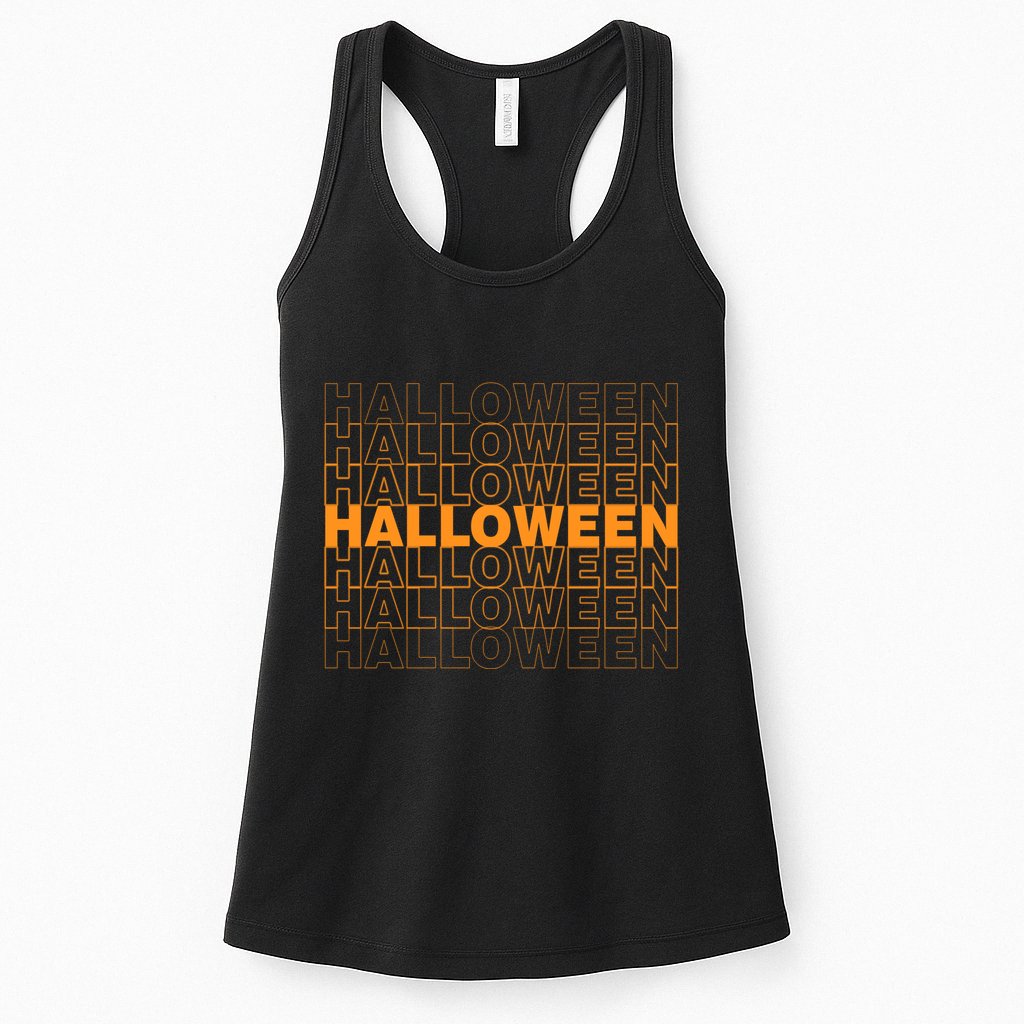 Halloween Text Repeated Womens Tank Top