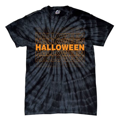 Halloween Text Repeated Tie-Dye T-Shirt