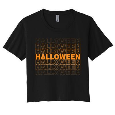 Halloween Text Repeated Women's Crop Top Tee