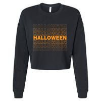 Halloween Text Repeated Cropped Pullover Crew