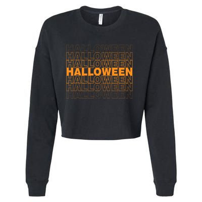 Halloween Text Repeated Cropped Pullover Crew