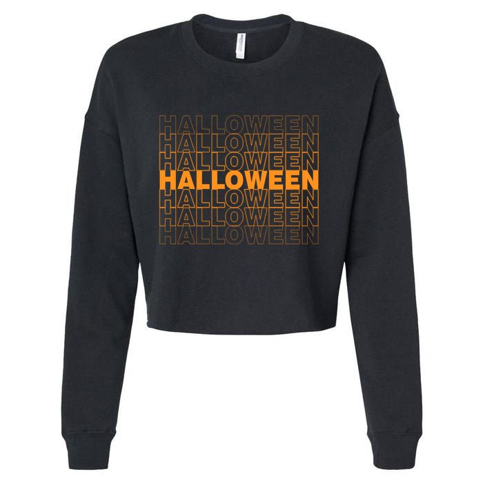 Halloween Text Repeated Cropped Pullover Crew