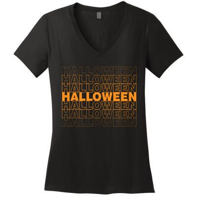 Halloween Text Repeated Women's V-Neck T-Shirt