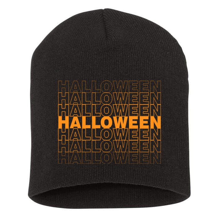 Halloween Text Repeated Short Acrylic Beanie