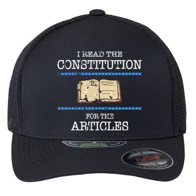 History Teachers Read The Constitution Distressed Funny Flexfit Unipanel Trucker Cap