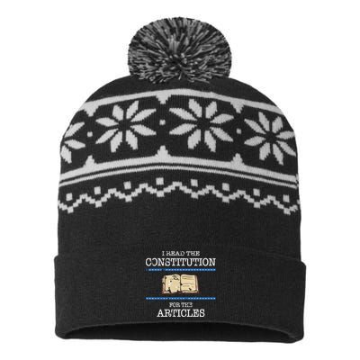 History Teachers Read The Constitution Distressed Funny USA-Made Snowflake Beanie