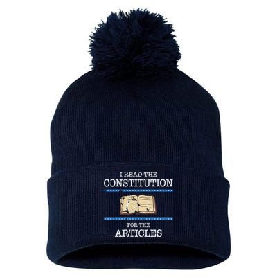 History Teachers Read The Constitution Distressed Funny Pom Pom 12in Knit Beanie