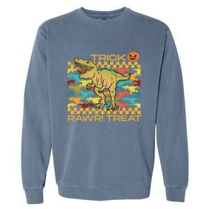 Halloween Trick Rawr! Treat Dinosaur Pumpkin Gift Garment-Dyed Sweatshirt