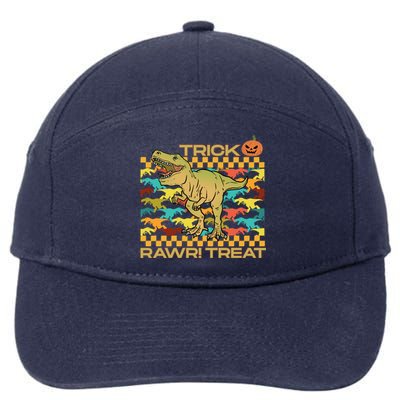 Halloween Trick Rawr! Treat Dinosaur Pumpkin Gift 7-Panel Snapback Hat