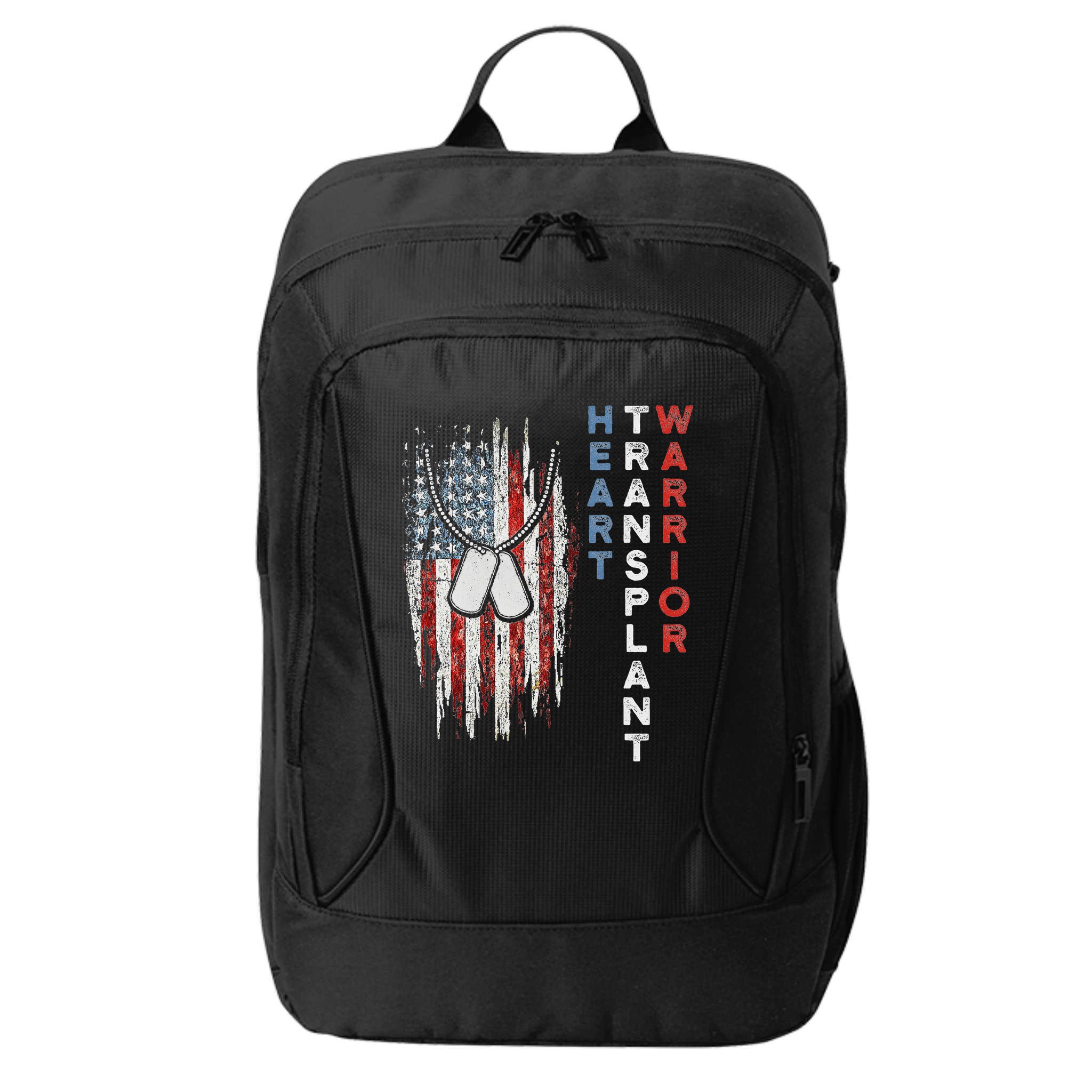 Heart Transplant Recipient Heart Flag Us Surgery Survivor City Backpack