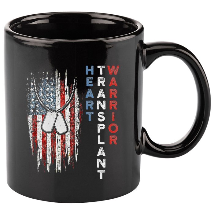 Heart Transplant Recipient Heart Flag Us Surgery Survivor 11oz C Handle Ceramic Mug