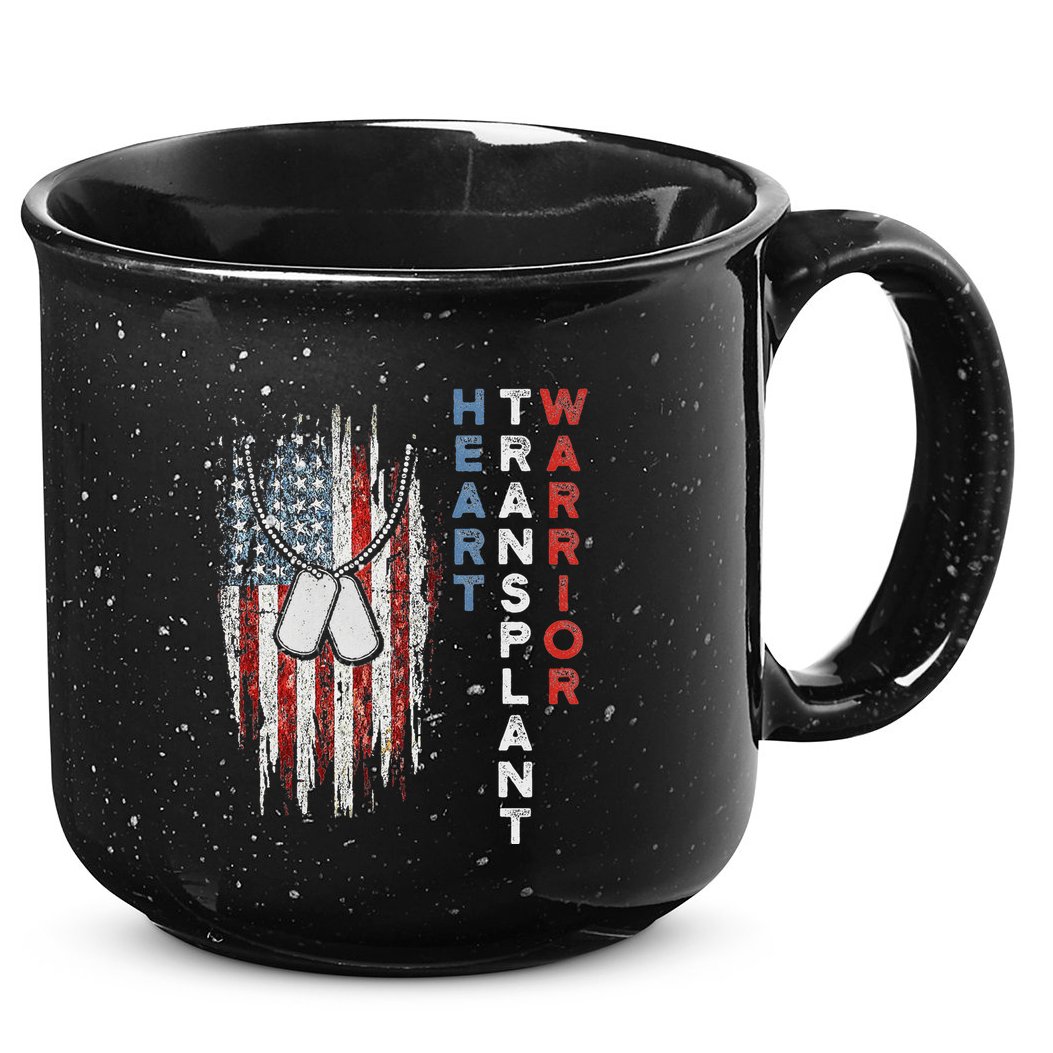 Heart Transplant Recipient Heart Flag Us Surgery Survivor 15oz Campfire Ceramic Mug