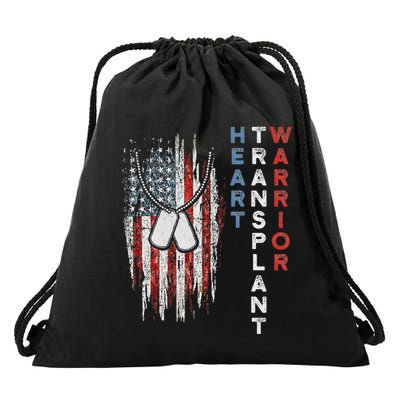 Heart Transplant Recipient Heart Flag Us Surgery Survivor Drawstring Bag
