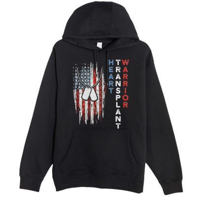 Heart Transplant Recipient Heart Flag Us Surgery Survivor Premium Pullover Hoodie